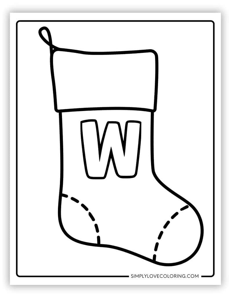 alphabet christmas stocking coloring pages (free pdf printables